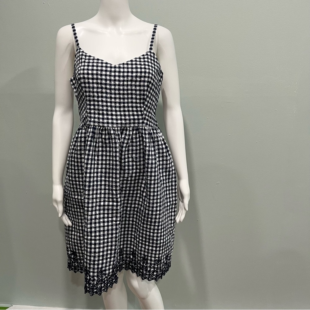 NWT DRAPER JAMES Dress 8 Gingham Embroidered Check